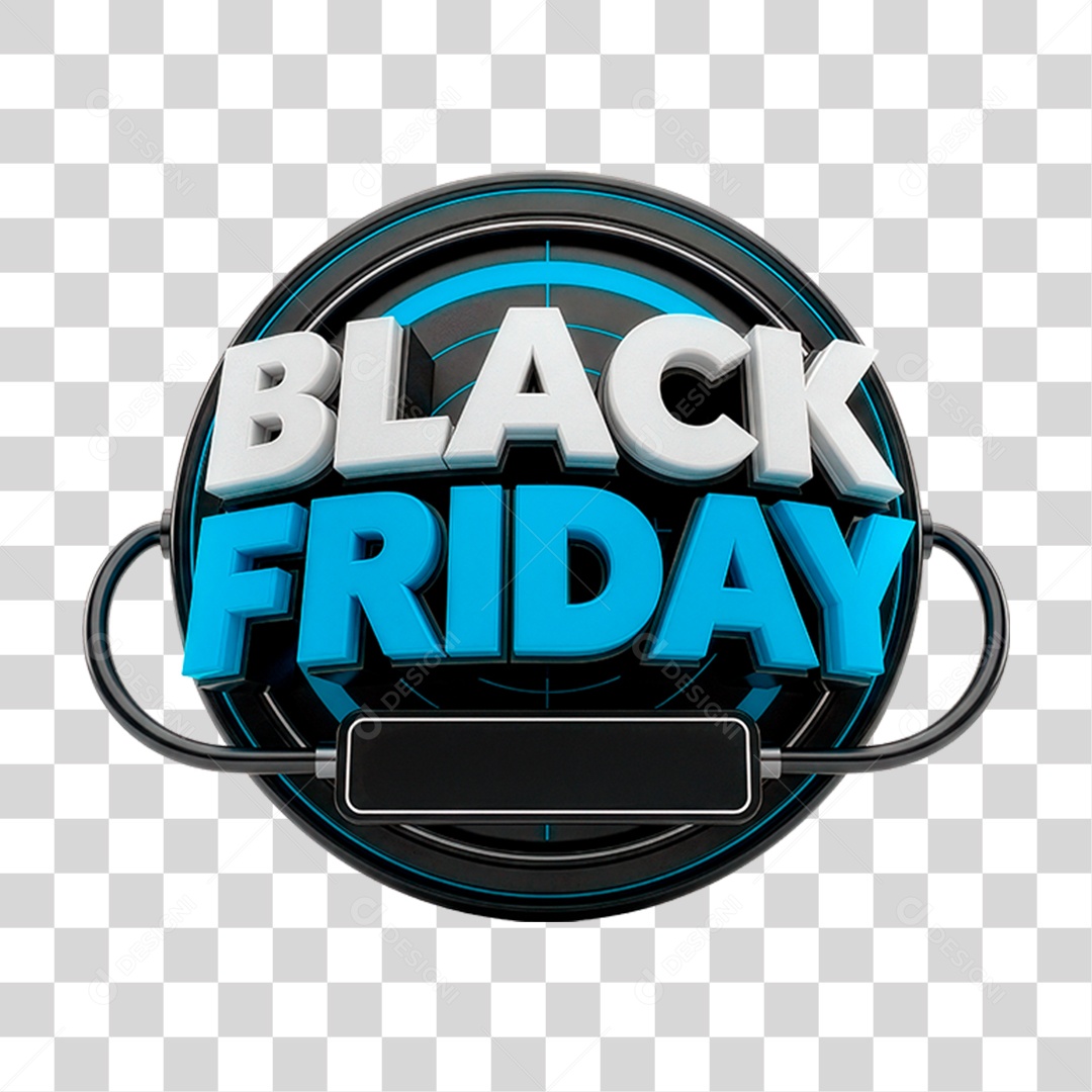 Selo 3D Black Friday para Composição PNG Transparente