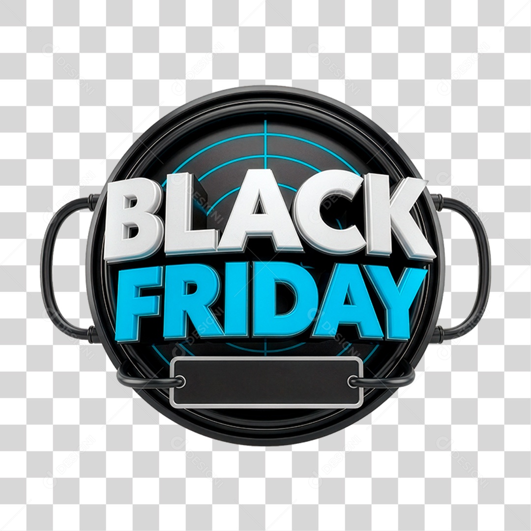 Selo 3D Black Friday para Composição PNG Transparente