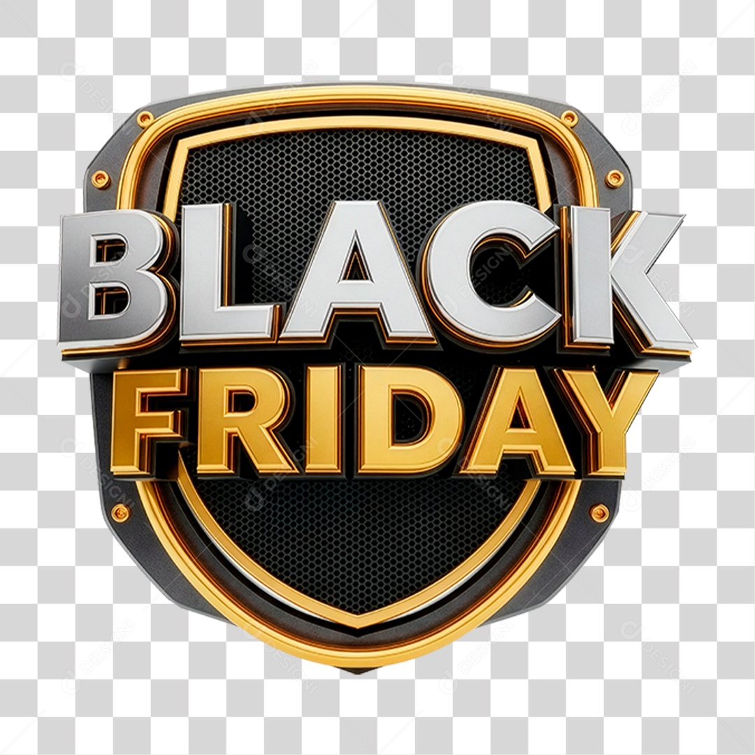 Selo 3D Black Friday para Composição PNG Transparente