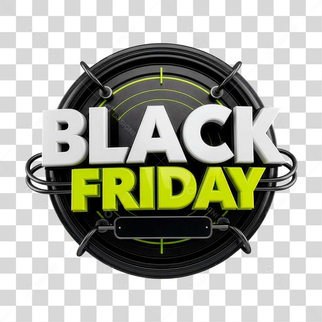 Selo 3D Black Friday para Composição PNG Transparente