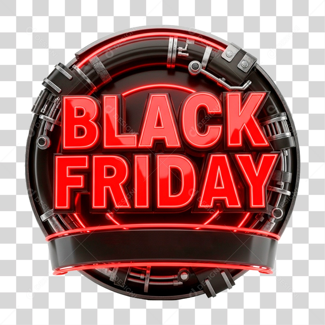 Selo 3D Black Friday para Composição PNG Transparente