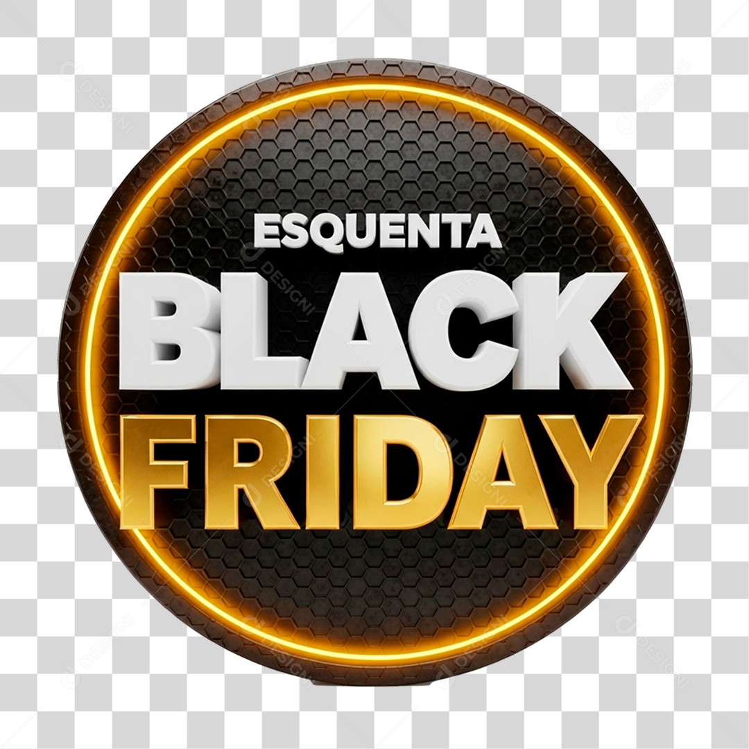 Selo 3D Esquenta Black Friday para Composição PNG Transparente