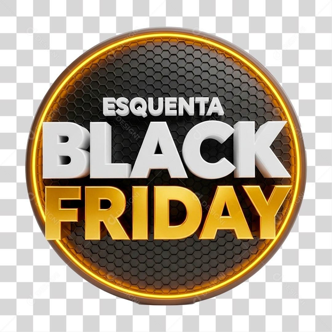 Selo 3D Esquenta Black Friday para Composição PNG Transparente