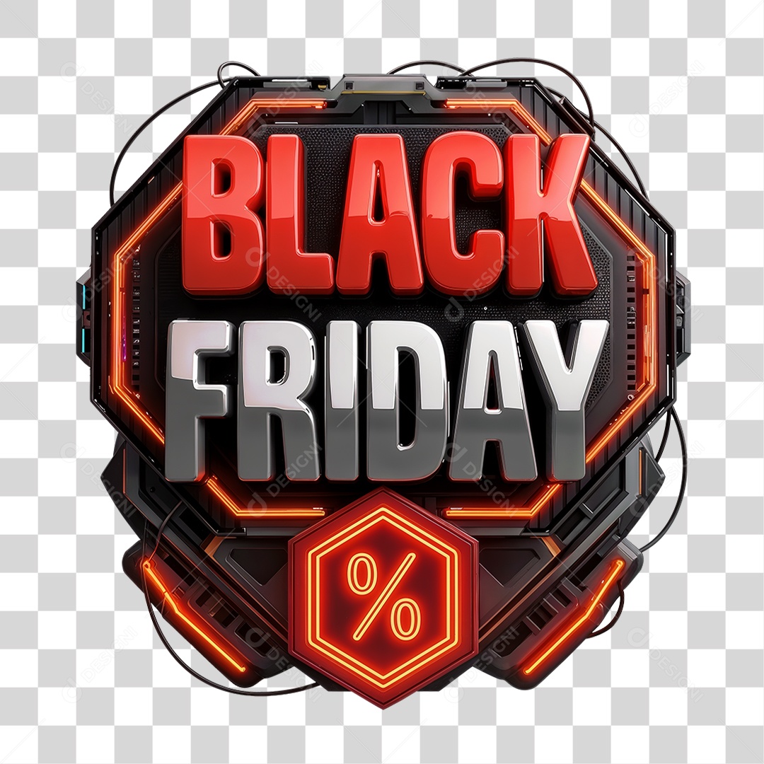 3D Black Friday Transparent PNG Seal