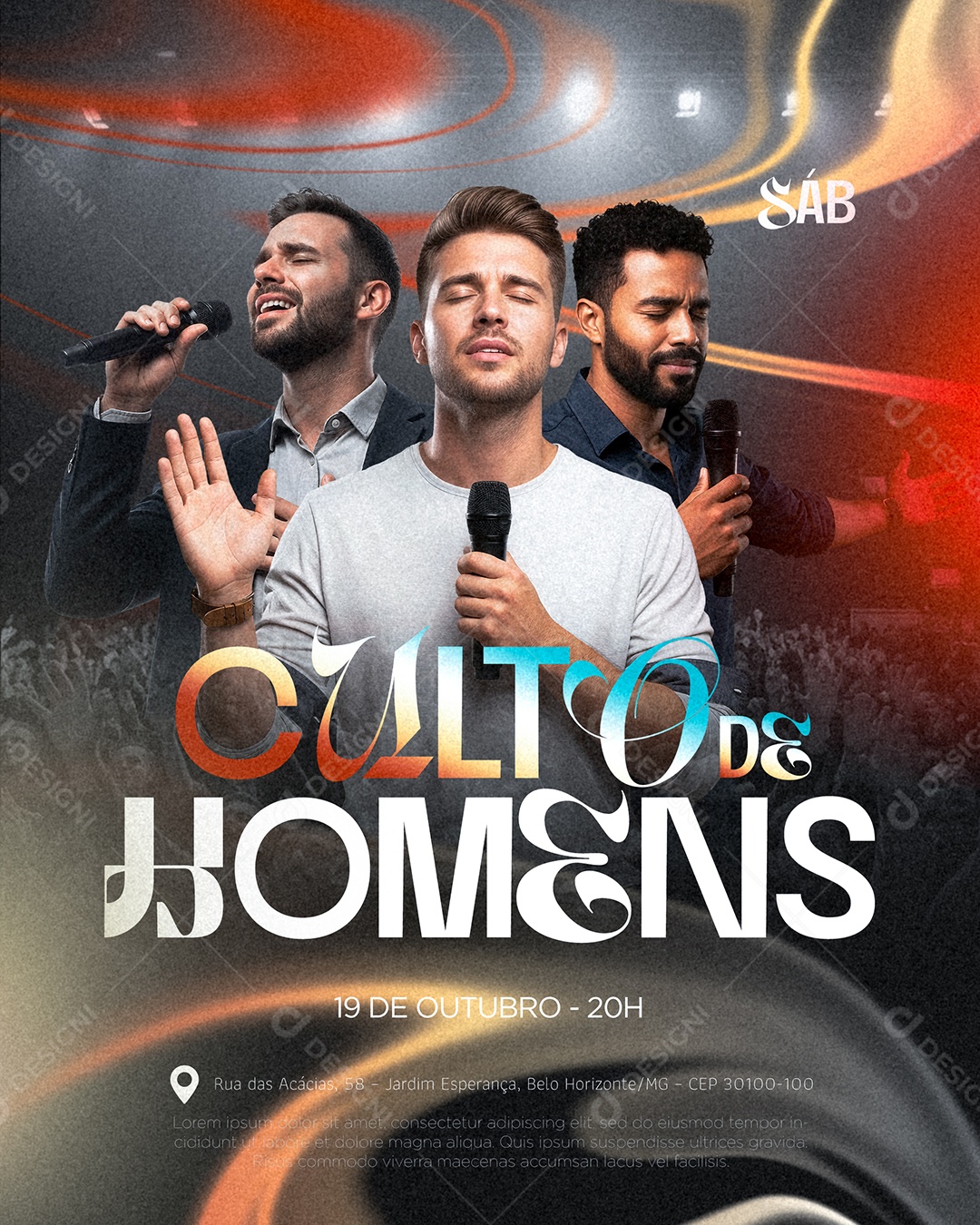 Gospel Culto de Homens Social Media PSD Editável