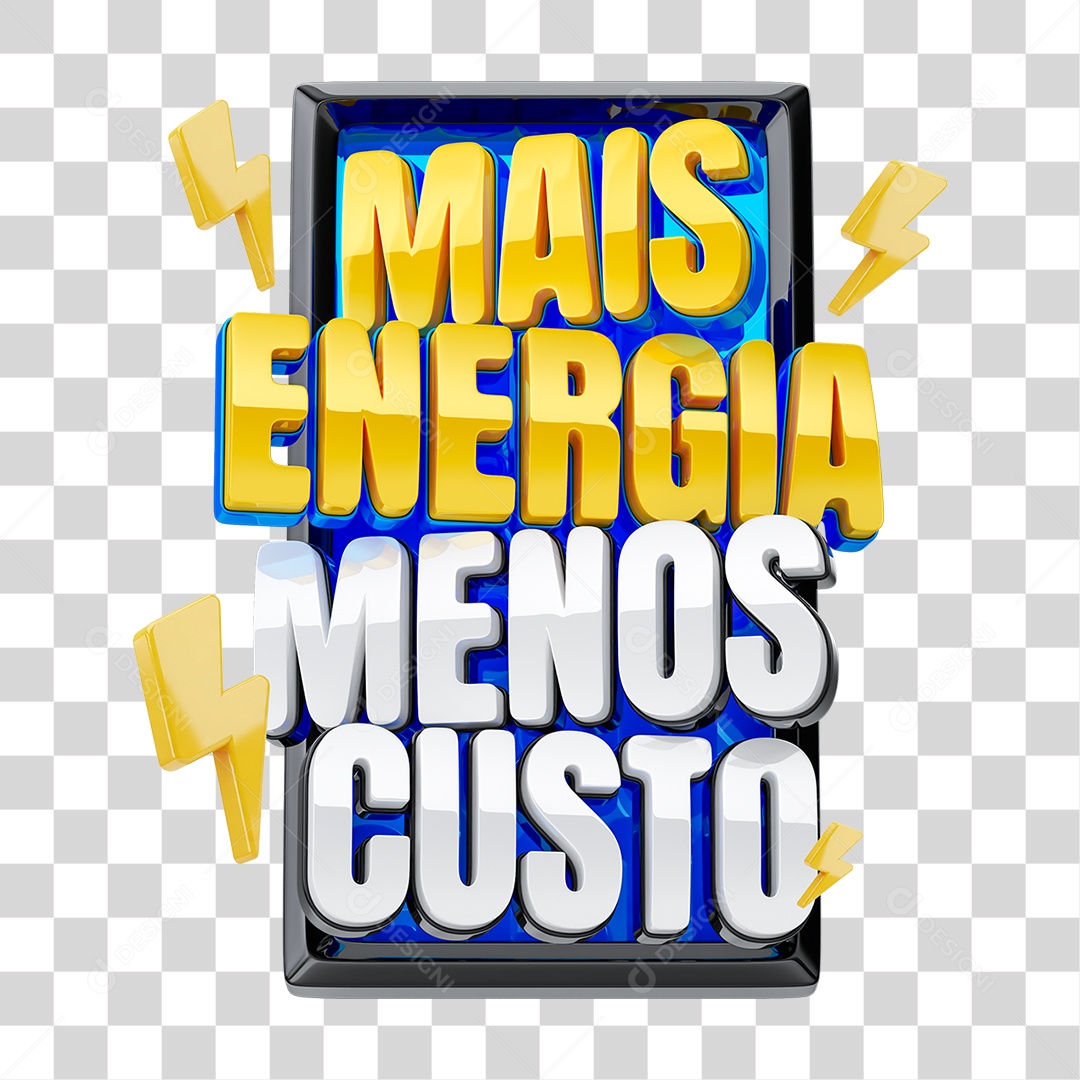 Selo 3D Mais Energia Menos Custo PNG Transparente