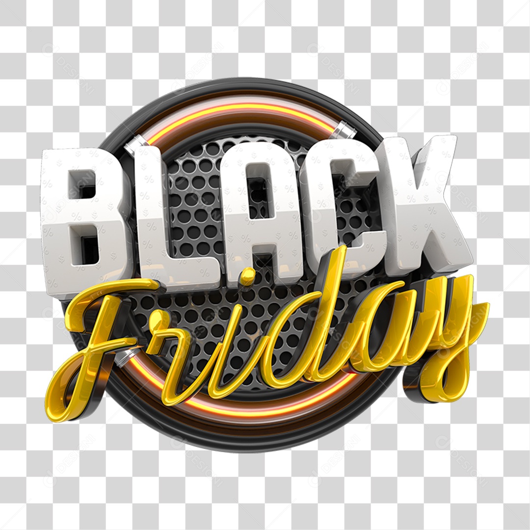 Selo 3D Black Friday PNG Transparente