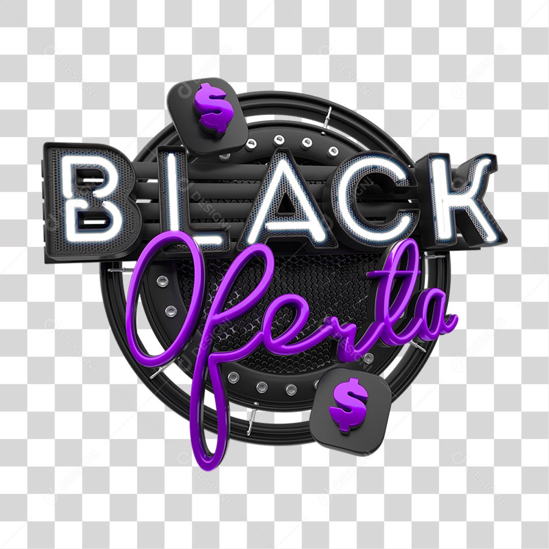 Selo 3D Black Oferta PNG Transparente