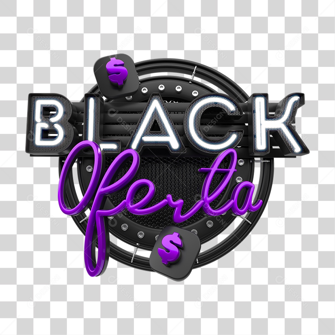 Selo 3D Black Oferta PNG Transparente