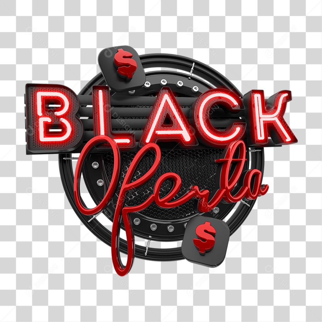 Selo 3D Black Oferta PNG Transparente