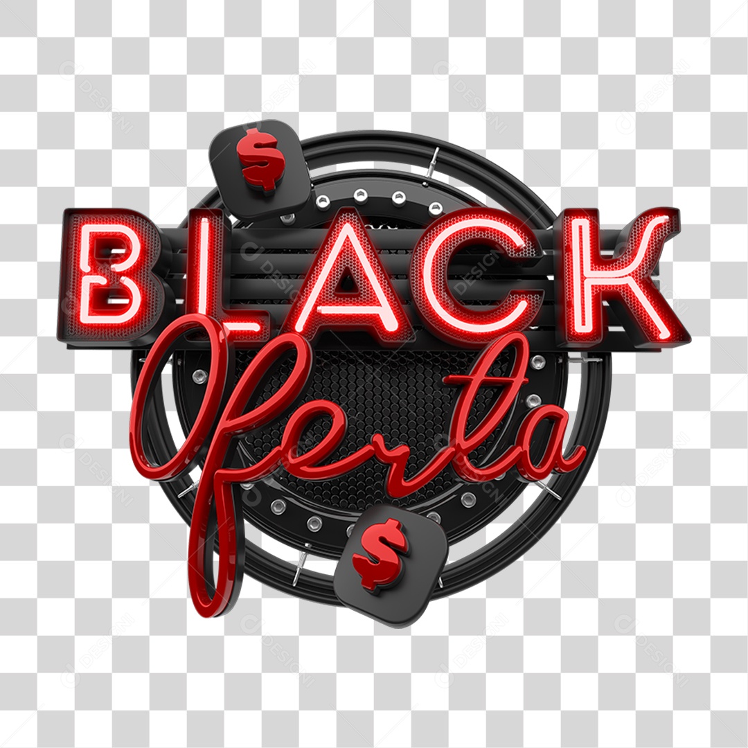 Selo 3D Black Oferta PNG Transparente