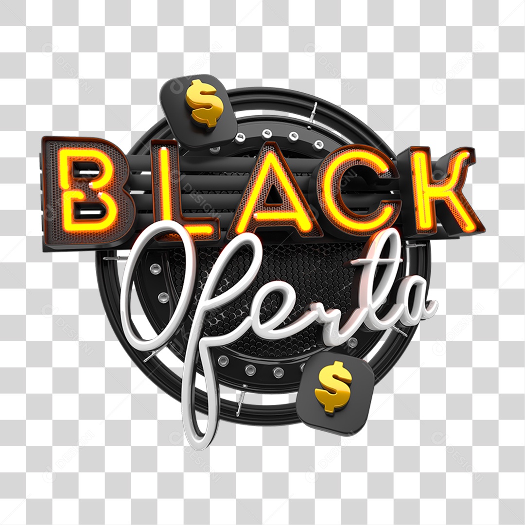 Selo 3D Black Ofertas PNG Transparente