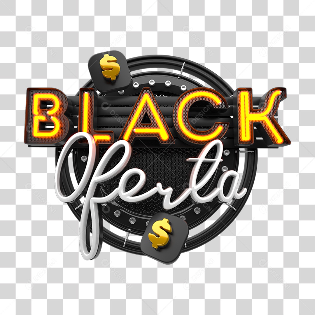 Selo 3D Black Ofertas PNG Transparente