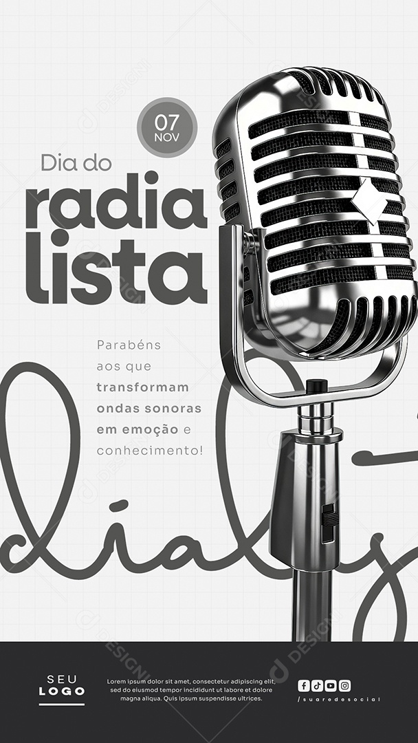 Story Feliz Dia do Radialista 07 de Novembro Social Media PSD Editável