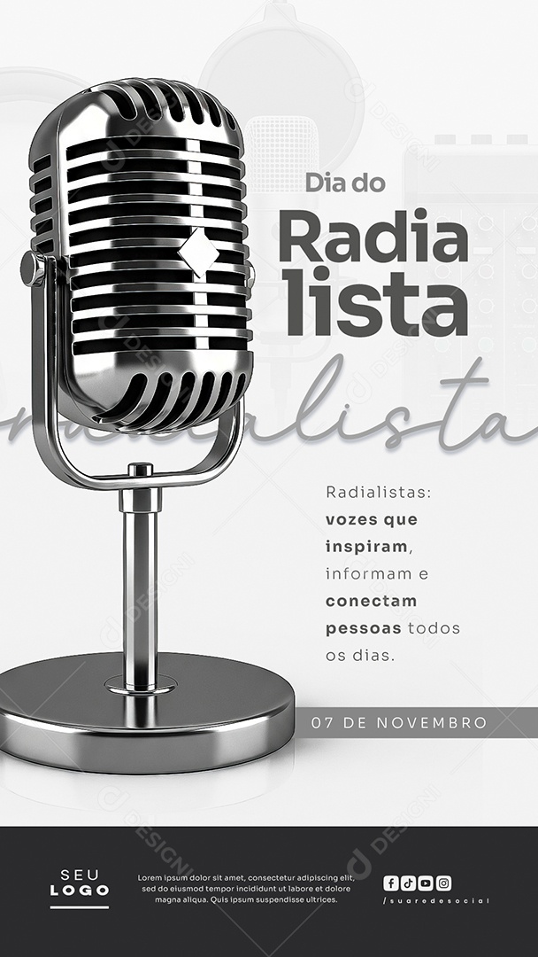 Story Feliz Dia do Radialista 07 de Novembro Social Media PSD Editável