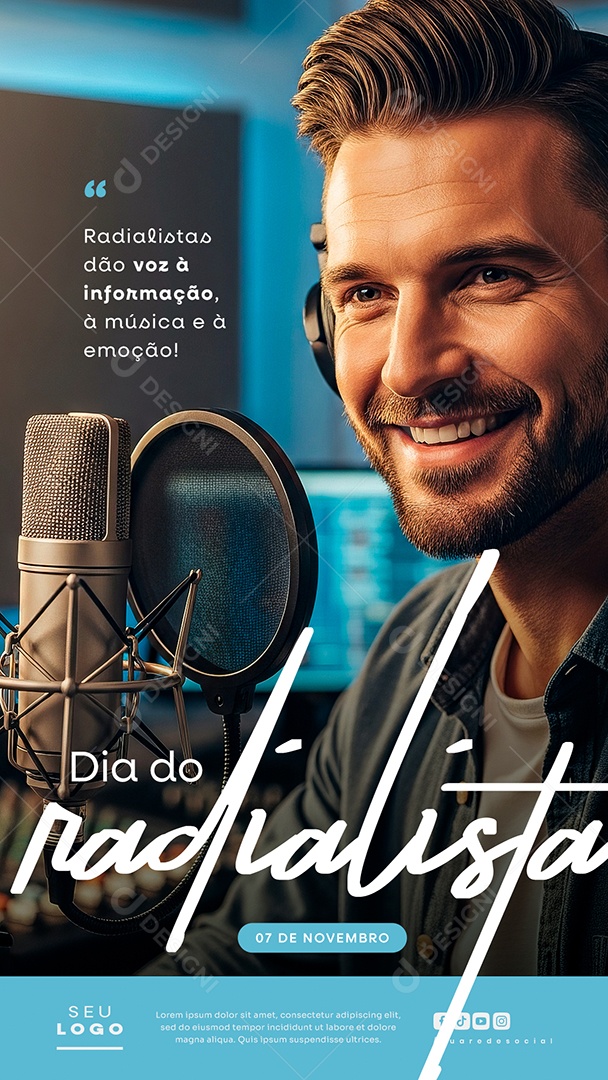 Story Feliz Dia do Radialista 07 de Novembro Social Media PSD Editável