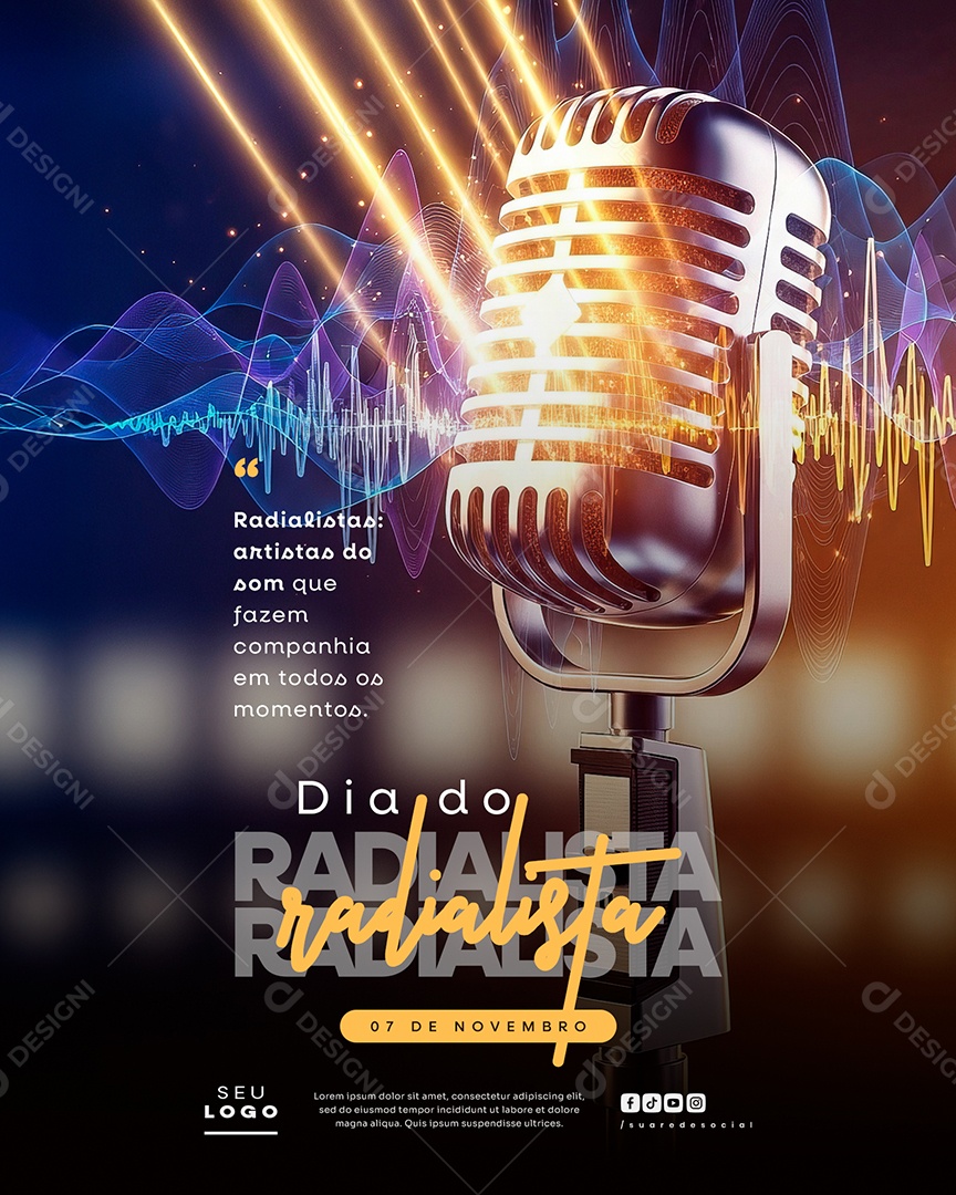 Feliz Dia do Radialista 07 de Novembro Social Media PSD Editável