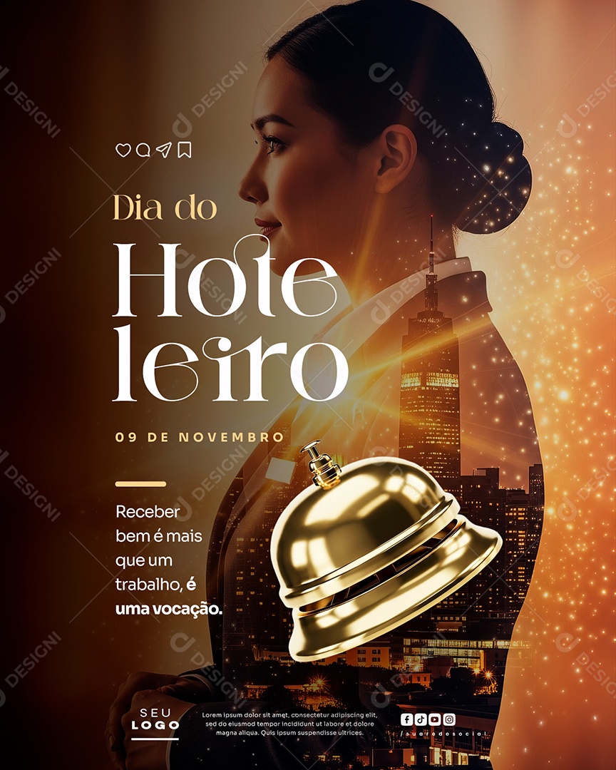 Dia do Hoteleiro 09 de Novembro Social Media PSD Editável