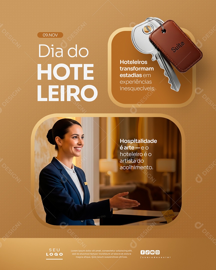 Dia do Hoteleiro 09 de Novembro Social Media PSD Editável