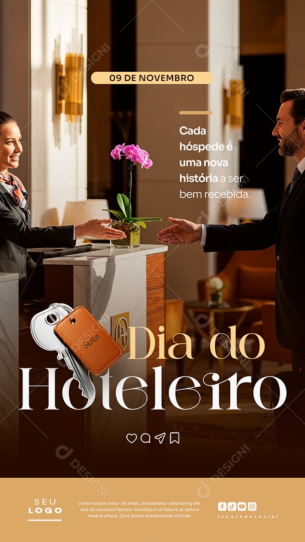 Story Dia do Hoteleiro 09 de Novembro Social Media PSD Editável