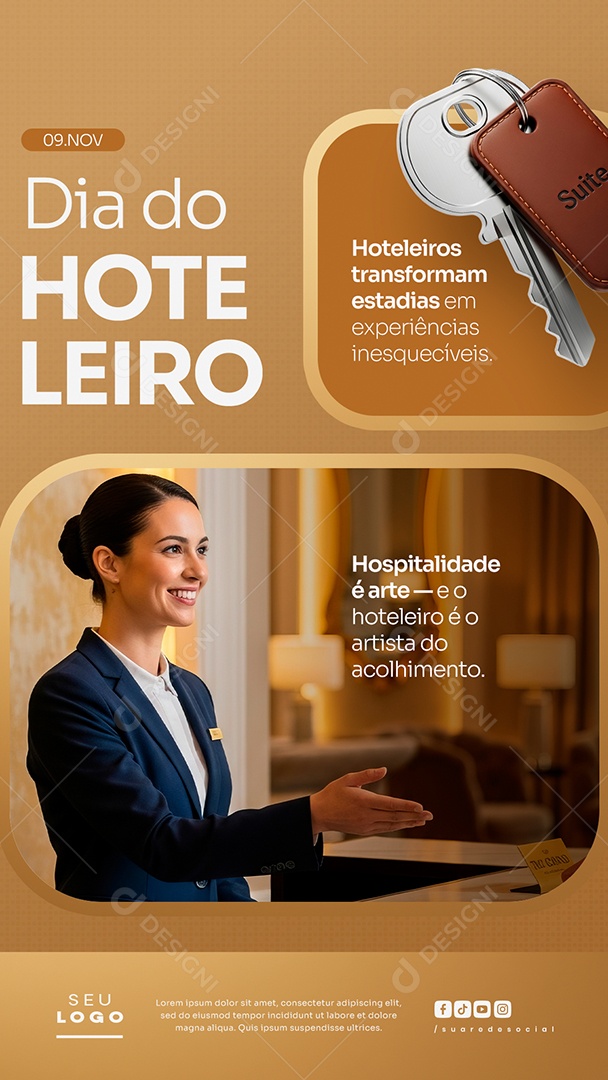 Story Dia do Hoteleiro 09 de Novembro Social Media PSD Editável