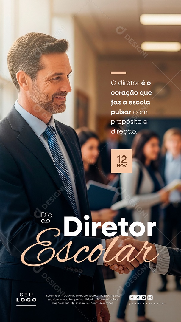 Story Feliz Dia do Diretor Escolar 12 de Novembro Social Media PSD Editável