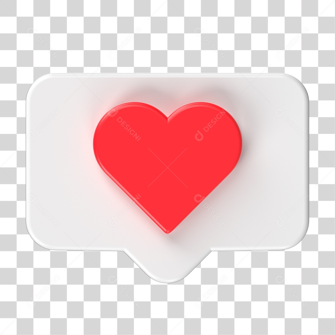 Ícone 3D Coração Vermelho PNG Transparente