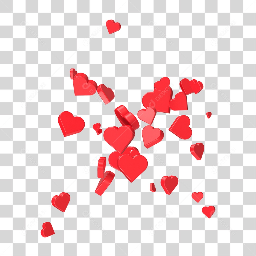 Elemento 3D Coração Vermelho PNG Transparente
