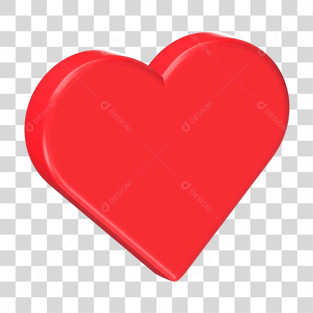 Elemento 3D Coração Vermelho PNG Transparente