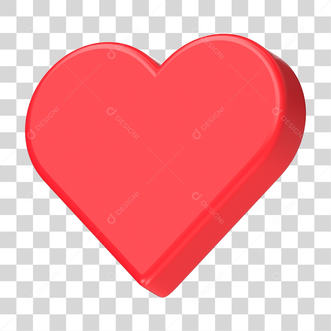 Elemento 3D Coração Vermelho PNG Transparente