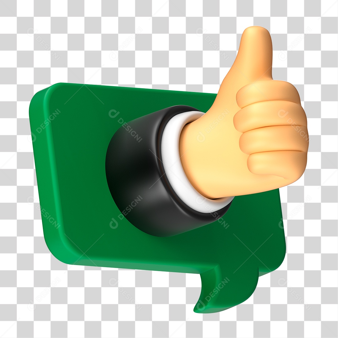 Elemento 3D Mão com Polegar Levantado PNG Transparente