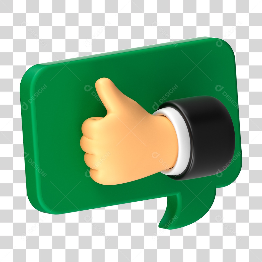Elemento 3D Mão com Polegar Levantado PNG Transparente