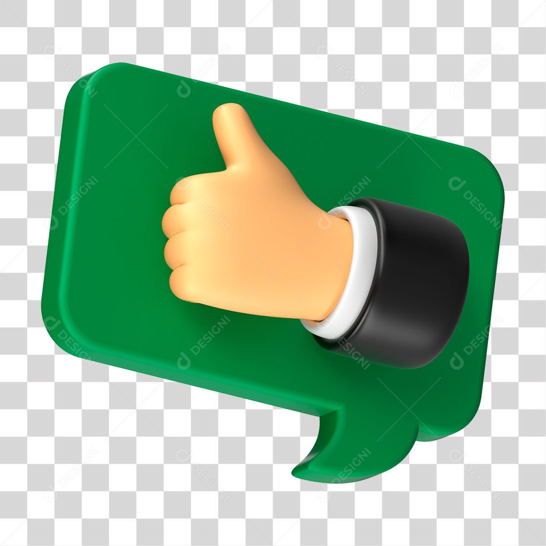 Elemento 3D Mão com Polegar Levantado PNG Transparente
