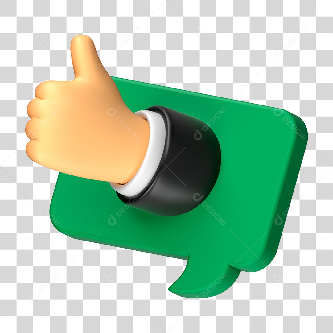 Elemento 3D Mão com Polegar Levantado PNG Transparente
