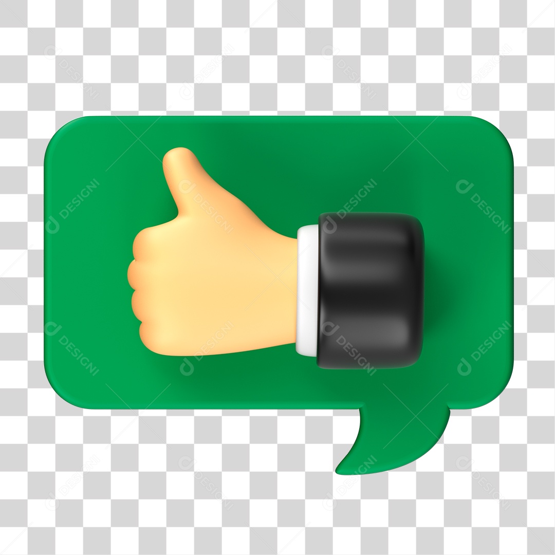 Elemento 3D Mão com Polegar Levantado PNG Transparente