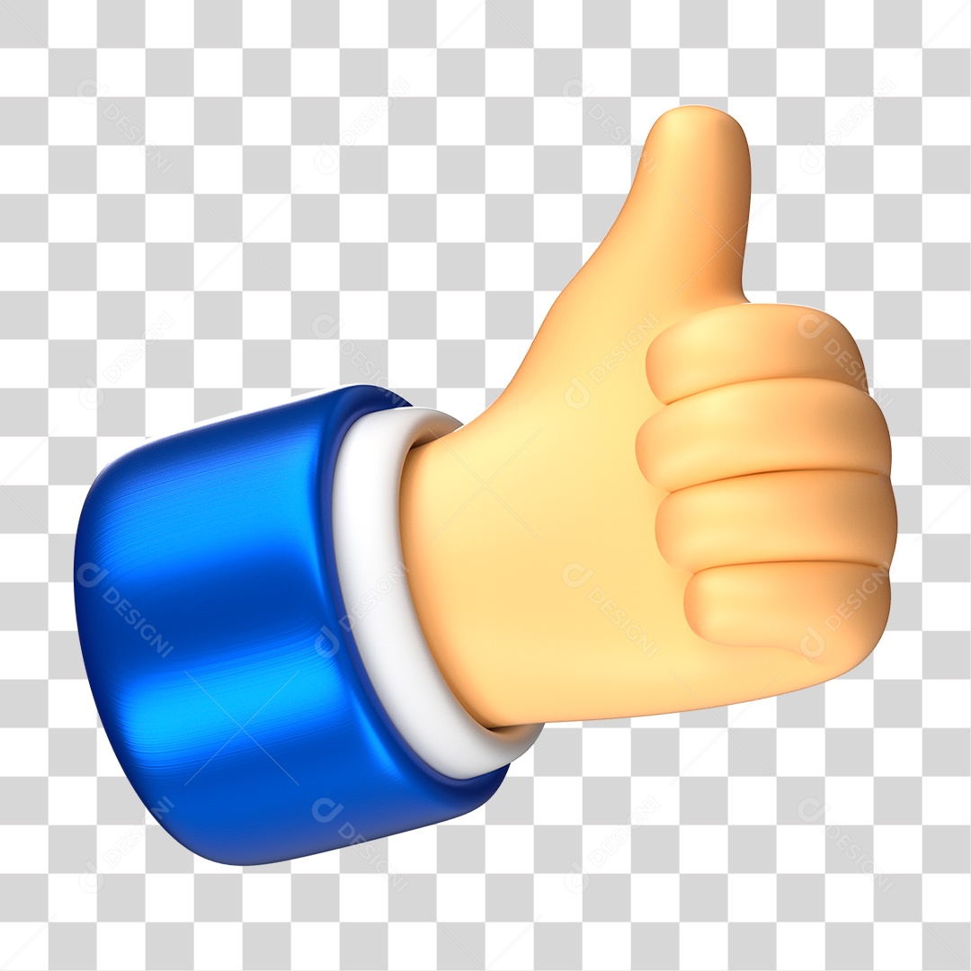 Elemento 3D Mão com Polegar Levantado PNG Transparente