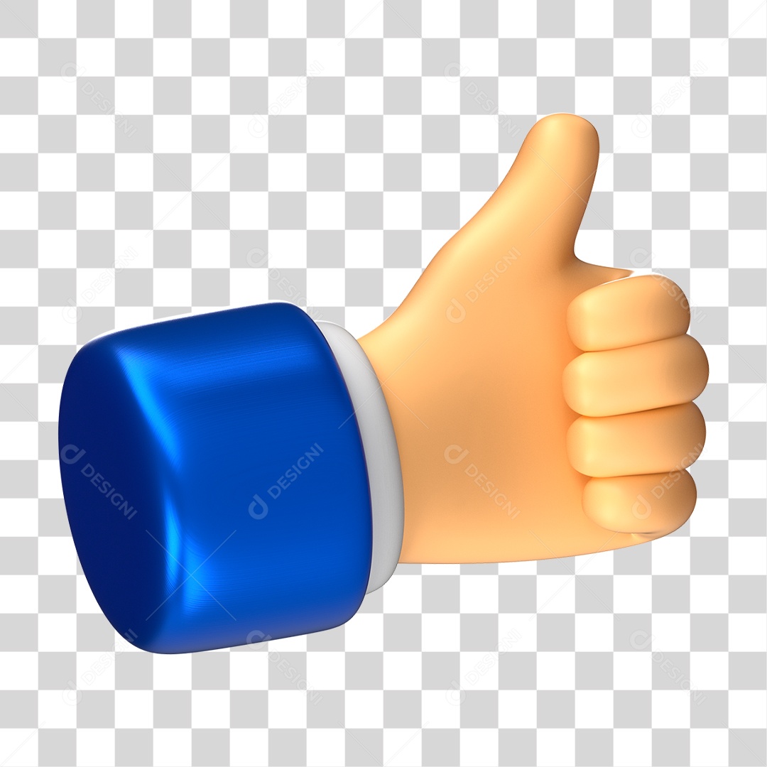 Elemento 3D Mão com Polegar Levantado PNG Transparente