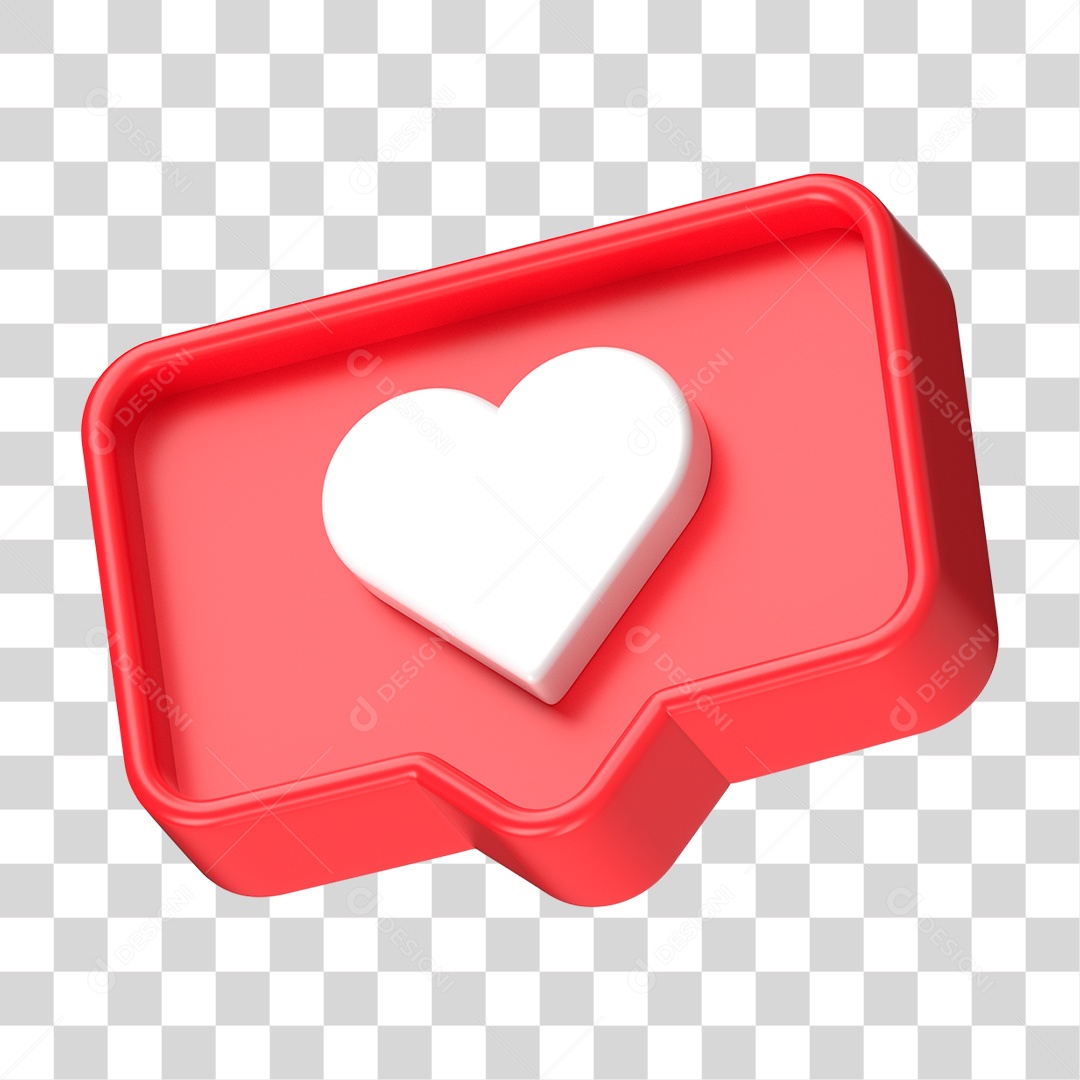 Balão de Fala com Coração PNG Transparente