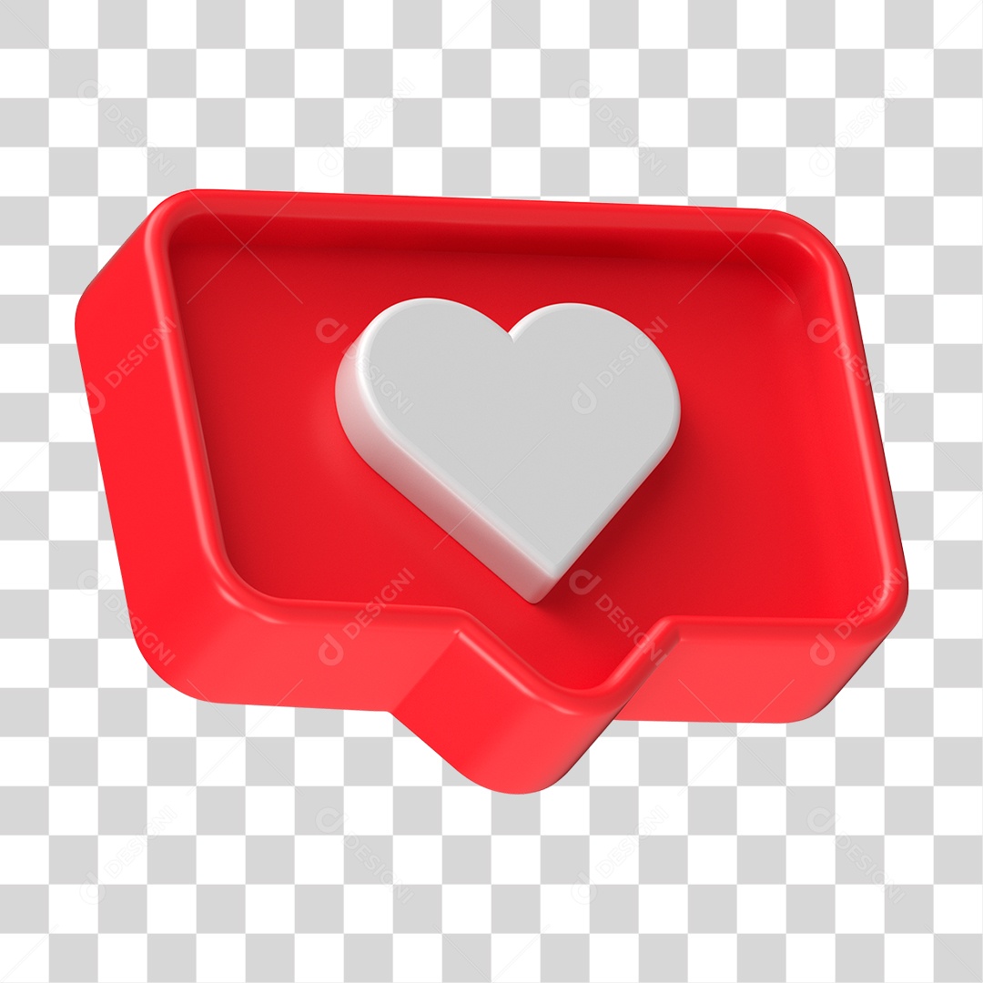 Balão de Fala com Coração PNG Transparente