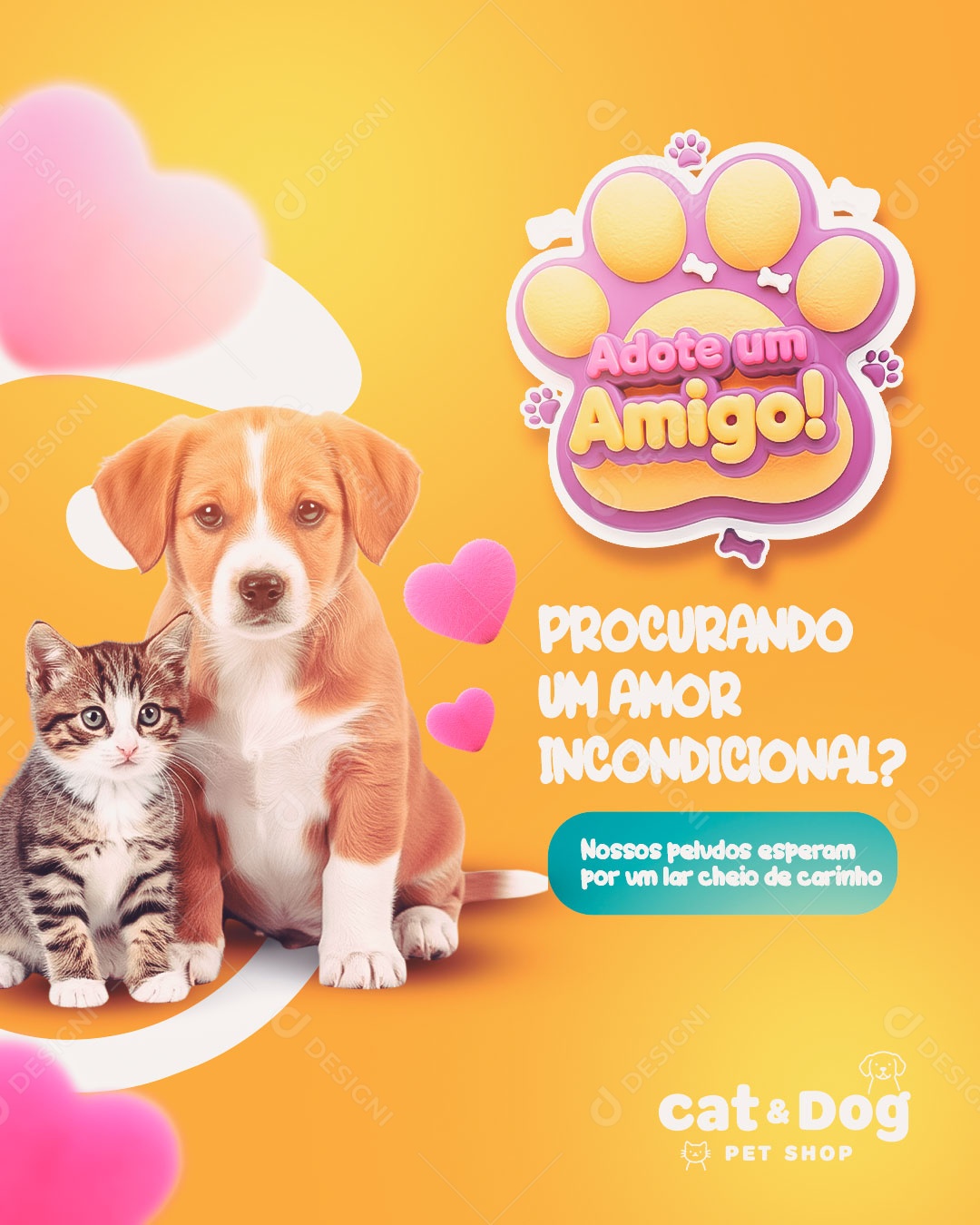 Temos Tudo que Seu Pet Possa Precisar Pet Shop Social Media PSD Editável
