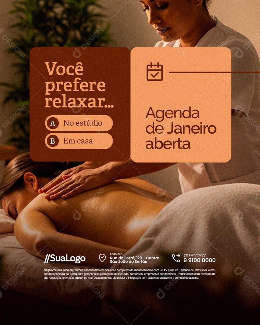 Massagista Você Prefere Relaxar No Estúdio Em Casa Social Media PSD Editável