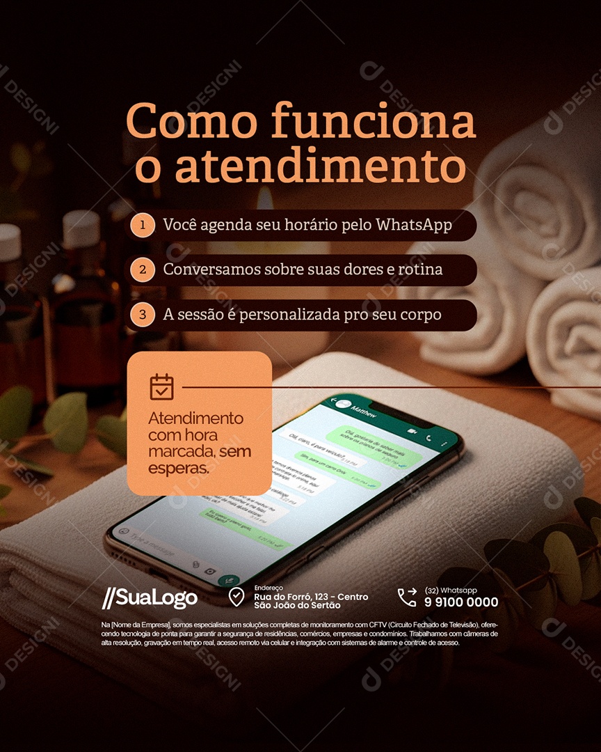 Massagista Como Funciona o Atendimento Social Media PSD Editável