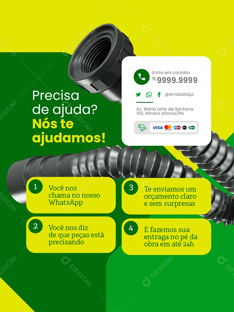 Tubulação e Hidráulica Precisa de Ajuda Nós Te Ajudamos Social Media PSD Editável