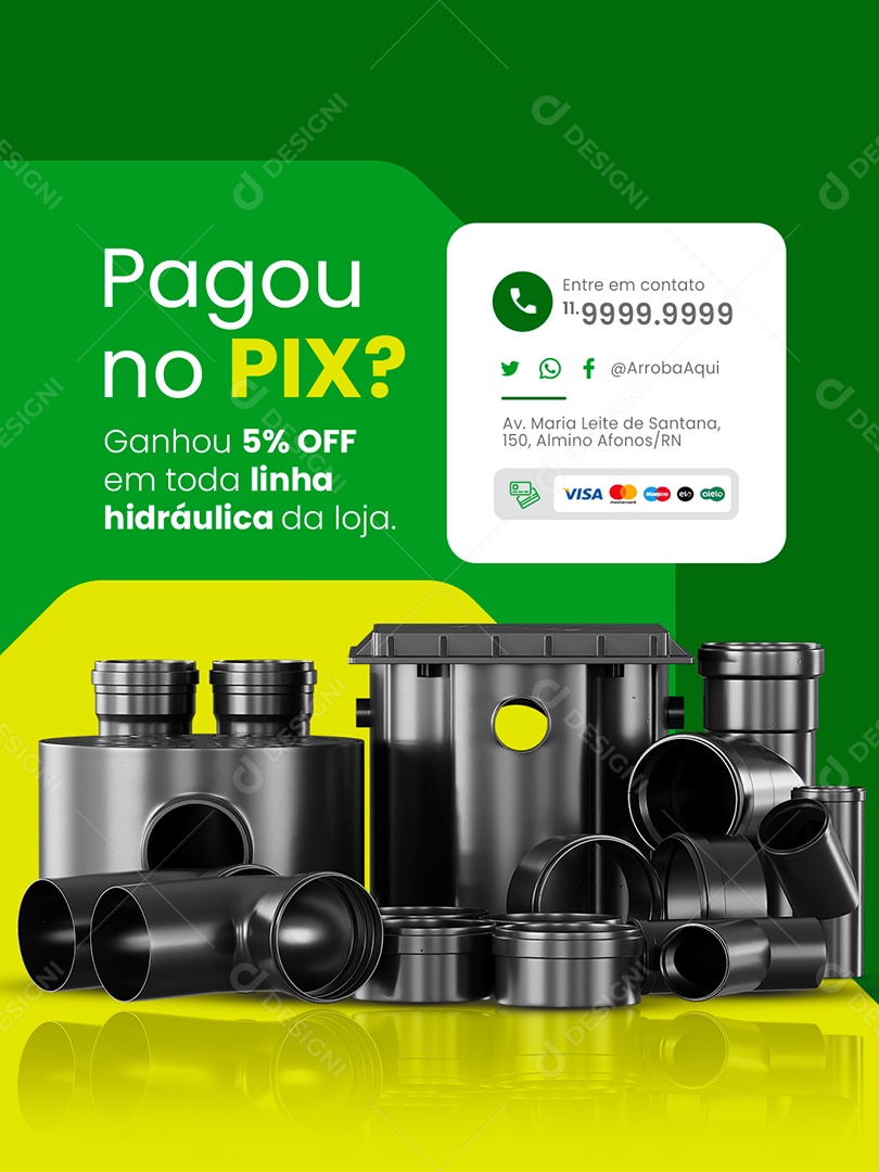 Tubulação e Hidráulica Pagou no Pix Social Media PSD Editável