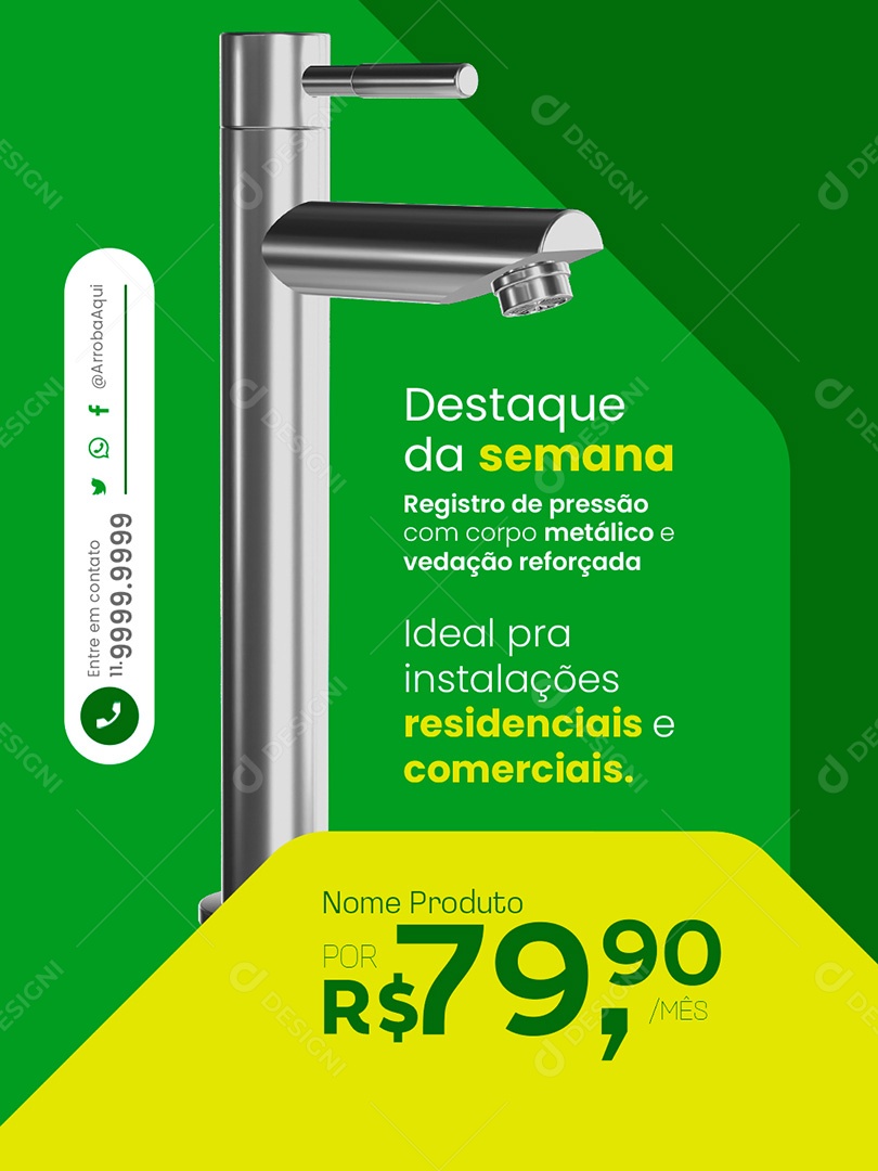 Tubulação e Hidráulica Destaque da Semana Social Media PSD Editável