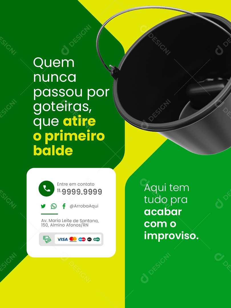 Tubulação e Hidráulica Quem  Nunca Passou por Goteiras Social Media PSD Editável