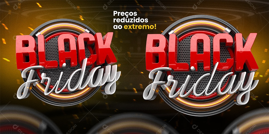 Black Oferta Selo 3D para Composição PSD