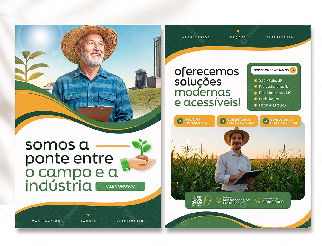 Panfleto Agronegócio Somos a Ponte Entre o Campo e a Indústria PSD Editável