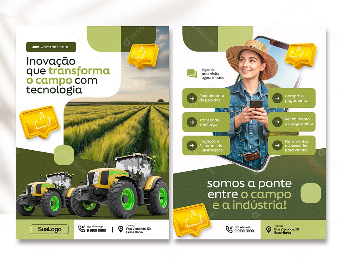 Panfleto Agronegócio Inovação Que Transforma o Campo com Tecnologia PSD Editável