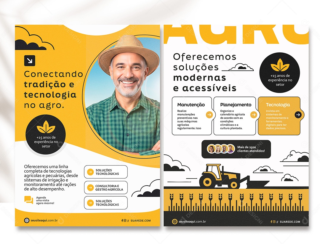 Panfleto Agronegócio Oferecemos Soluções Modernas e Acessíveis PSD Editável